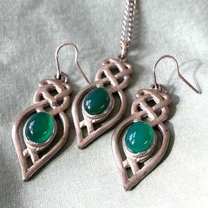 Celtic Silver and Green Jewelry Set